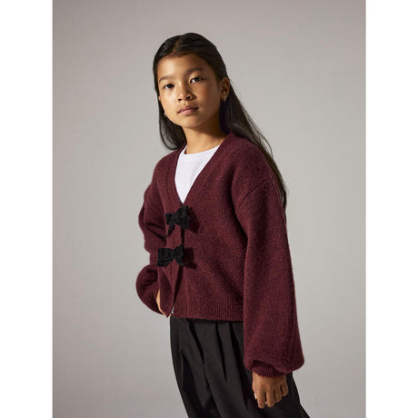 Name It Burgundy Black Bow Nkfrina Ls Knit Card