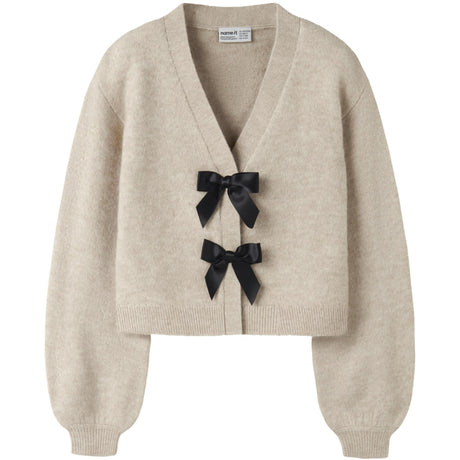 Name It Cement Black Bow Nkfrina Ls Knit Card