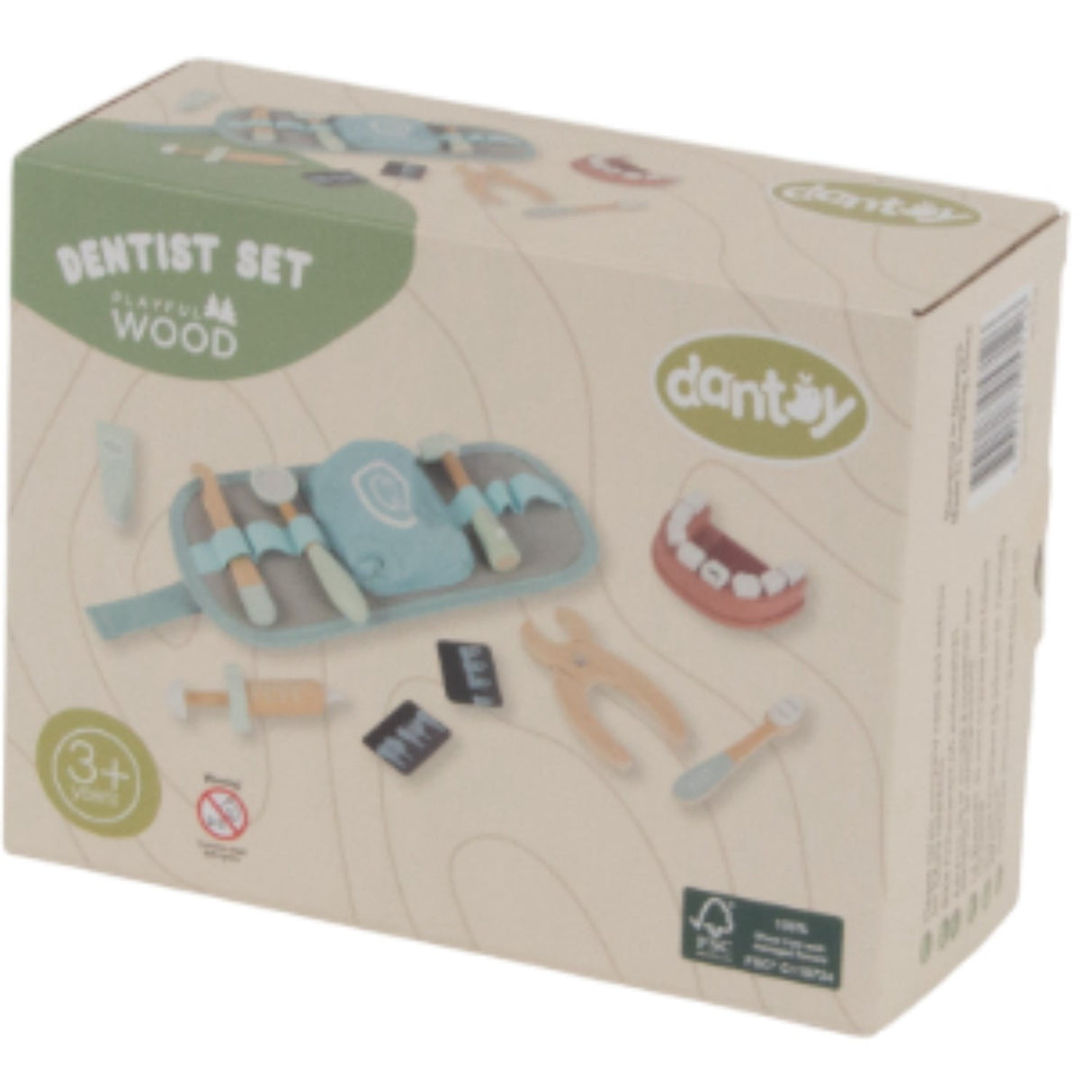 Dantoy Dentist Set Wood In Gift Box 19 Pieces
