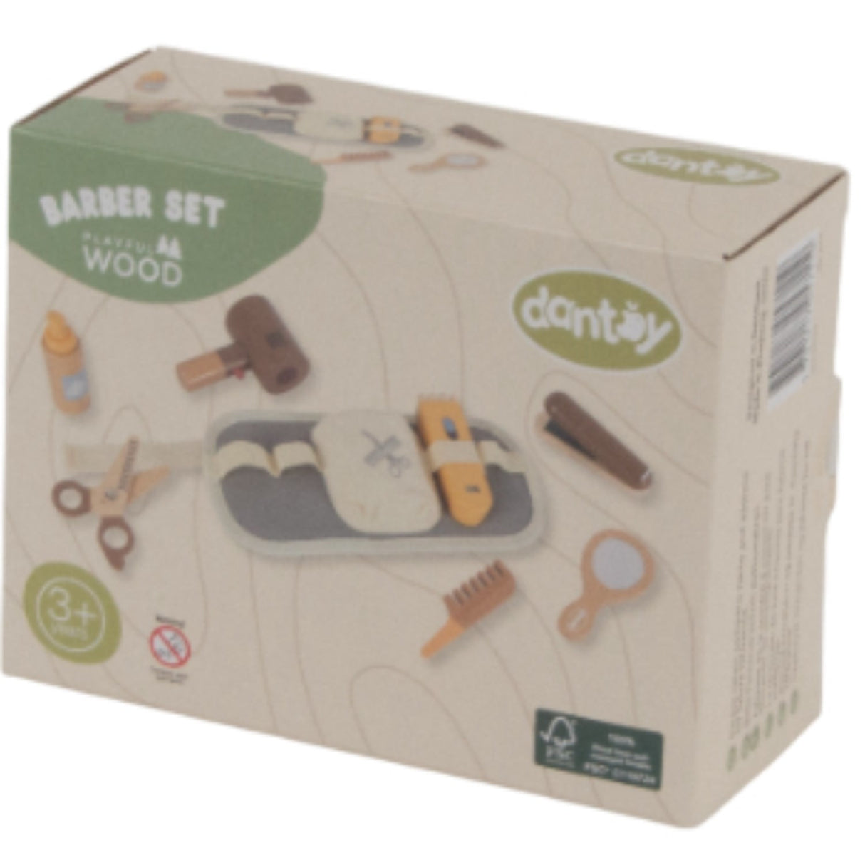 Dantoy Barber Set Wood In Gift Box 8 Pieces