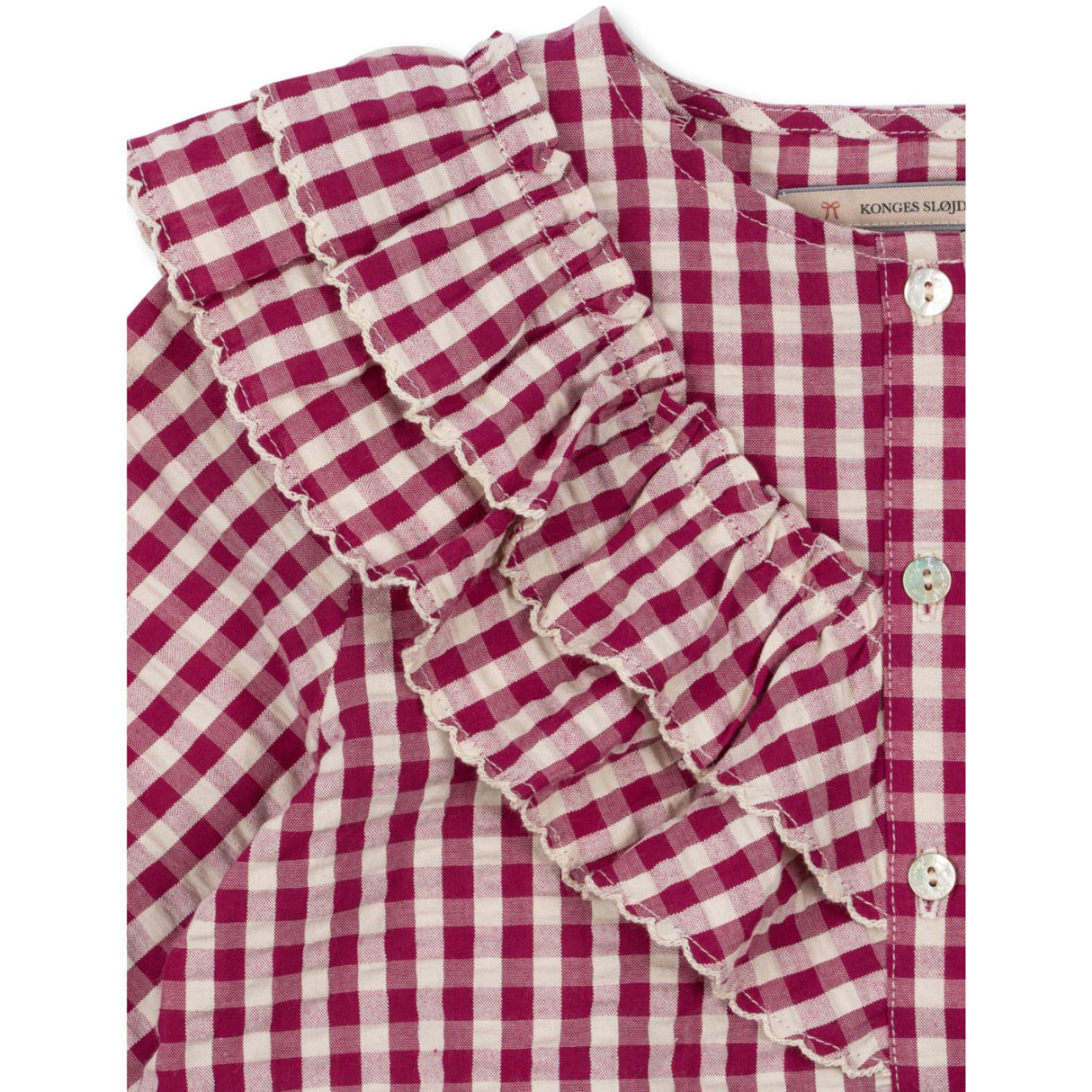 Konges Sløjd Sangria/Butter Check Kim Frill Blouse GOTS