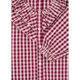 Konges Sløjd Sangria/Butter Check Kim Frill Blouse GOTS