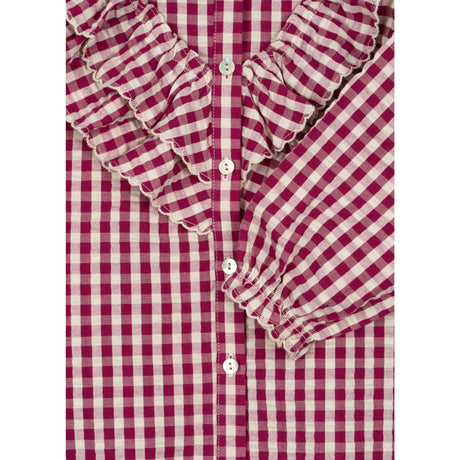 Konges Sløjd Sangria/Butter Check Kim Frill Blouse GOTS