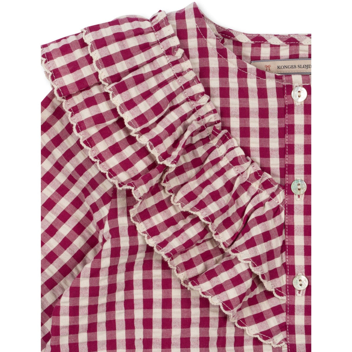 Konges Sløjd Sangria/Butter Check Kim Frill Blouse GOTS