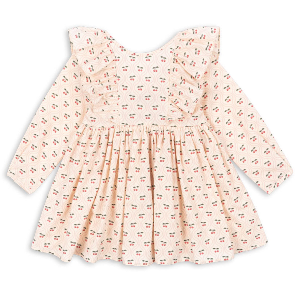 Konges Sløjd Cherry Pink Motif Cianna Ls Bow Dress GOTS