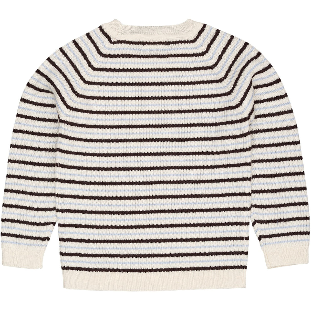 COPENHAGEN COLORS Cream/Dk.Brown/Dusty Blue Combi Merino Classic Rib Blouse