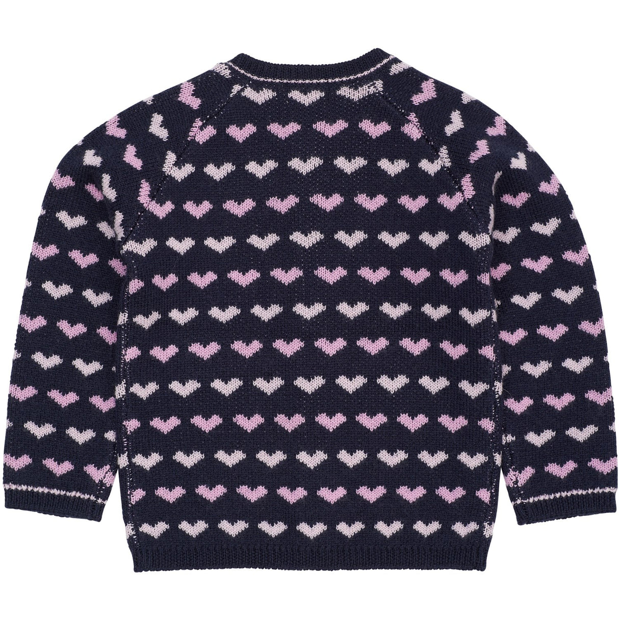 COPENHAGEN COLORS Navy/Bubblegum Comb Merino Heart Cardigan
