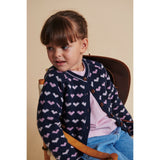 COPENHAGEN COLORS Navy/Bubblegum Comb Merino Heart Cardigan