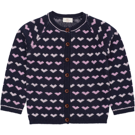 COPENHAGEN COLORS Navy/Bubblegum Comb Merino Heart Cardigan