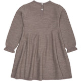 COPENHAGEN COLORS Natural Mel. W. Dusty Blue Heart Merino Ls Cable Dress W. Hearts