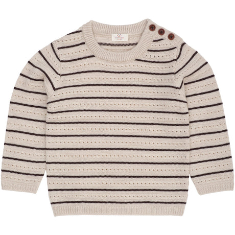 COPENHAGEN COLORS Pale Cream Mel./Dk Brown Comb Merino Pattern Sweater