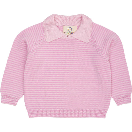 COPENHAGEN COLORS Ballerina/Syringa Stripe Merino Striped Blouse W. Collar