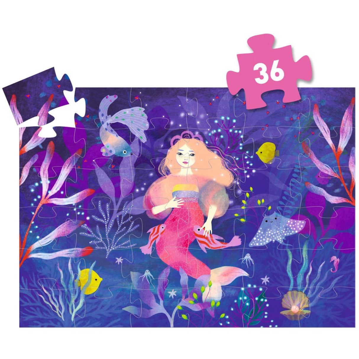 Djeco Silhouette Jigsaw Puzzle, Ella the Mermaid - 36 pieces