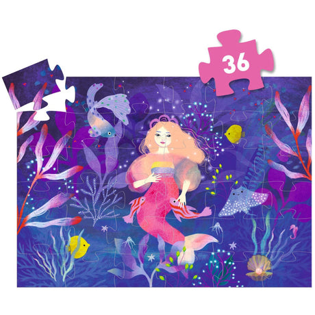 Djeco Silhouette Jigsaw Puzzle, Ella the Mermaid - 36 pieces