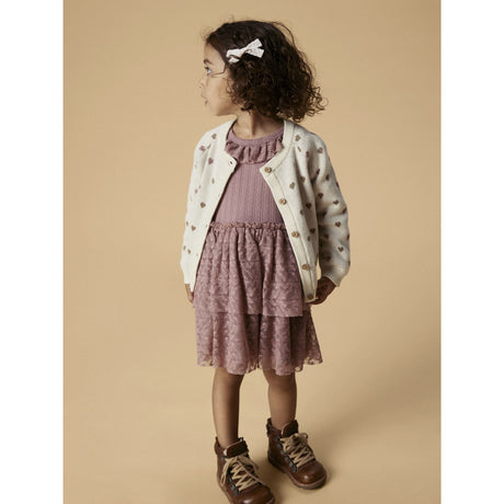 Lil'Atelier Turtledove Sepia Tint Nmfsaran Ls Knit Card Heart Lil