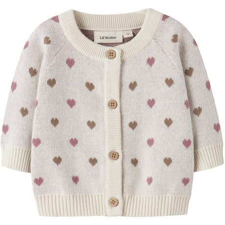 Lil'Atelier Turtledove Sepia Tint Nbfsaran Ls Knit Card Heart Lil