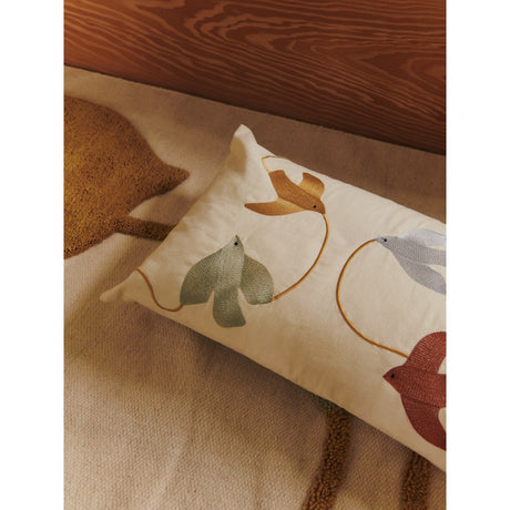 Ferm Living Multi Swif Bird Embroidered Cushion Rectangular