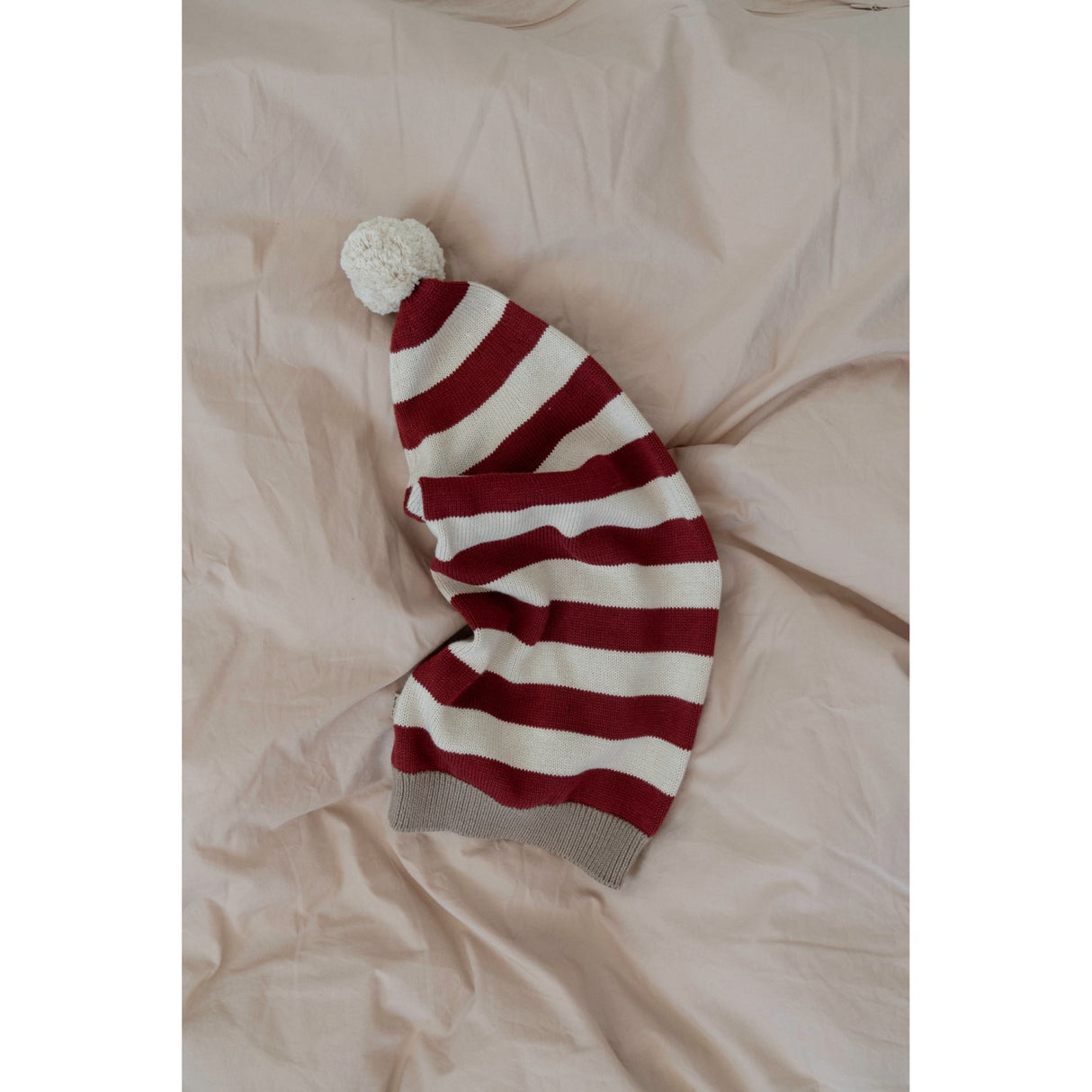 Wheat Red Stripe Knitted Christmas Hat