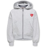 kids ONLY Light Grey Melange Kogevisa L/S Zip Hood Ovs Swt