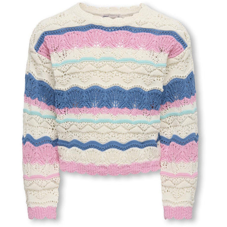 kids ONLY Tofu Begonia Pink/Harbor Gray/Riviera Kogdonna Life Ls Pattern Pullover Knt