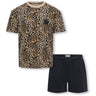kids ONLY Black Tee AOP Leo/Shorts Solid Kogrila Nightwear AOP Top/Shorts Set Jrs