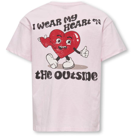 kids ONLY Barely Pink Heart Kogeros Life S/S Loose Print Top Jrs