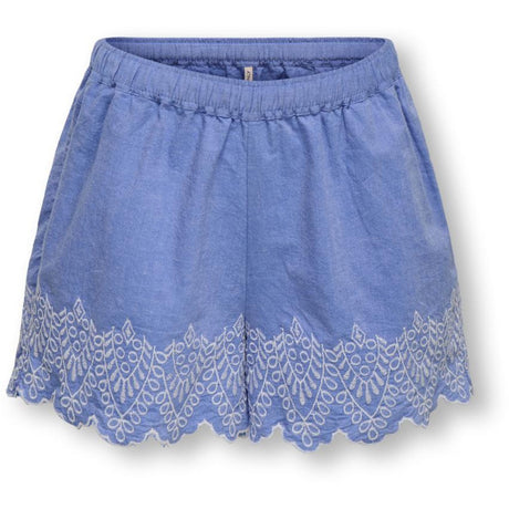 kids ONLY Blue Bonnet Bright White Emb Kogtulum Emb Shorts Wvn