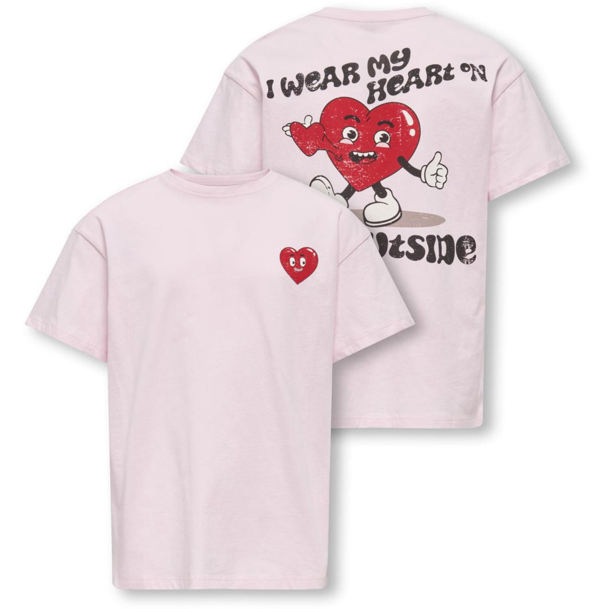kids ONLY Barely Pink Heart Kogeros Life S/S Loose Print Top Jrs