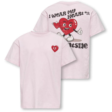 kids ONLY Barely Pink Heart Kogeros Life S/S Loose Print Top Jrs