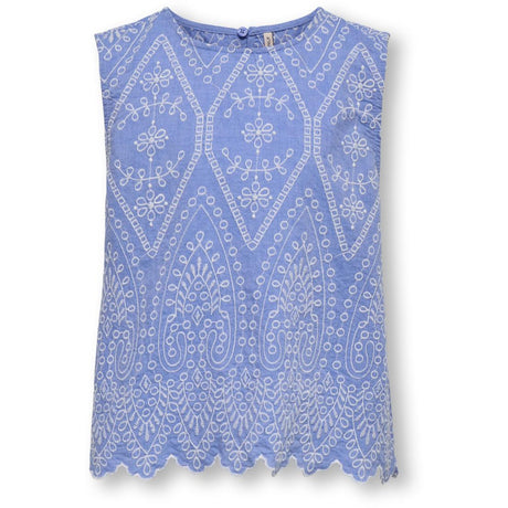 kids ONLY Blue Bonnet Bright White Emb Kogtulum Emb Sl Top Wvn