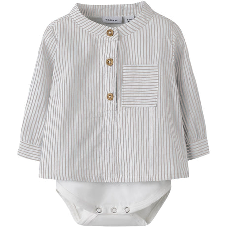 Name It Cloud Dancer Chateau Gray Nbmfar Ls Shirtbody