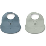 LIEWOOD Mr Bear Dove Blue / Whale Blue Ember Printed Bib 2-pack