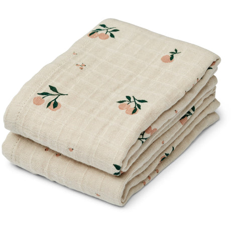 LIEWOOD Peach / Sea Shell Mix Lewis Muslin Cloth 2-Pack