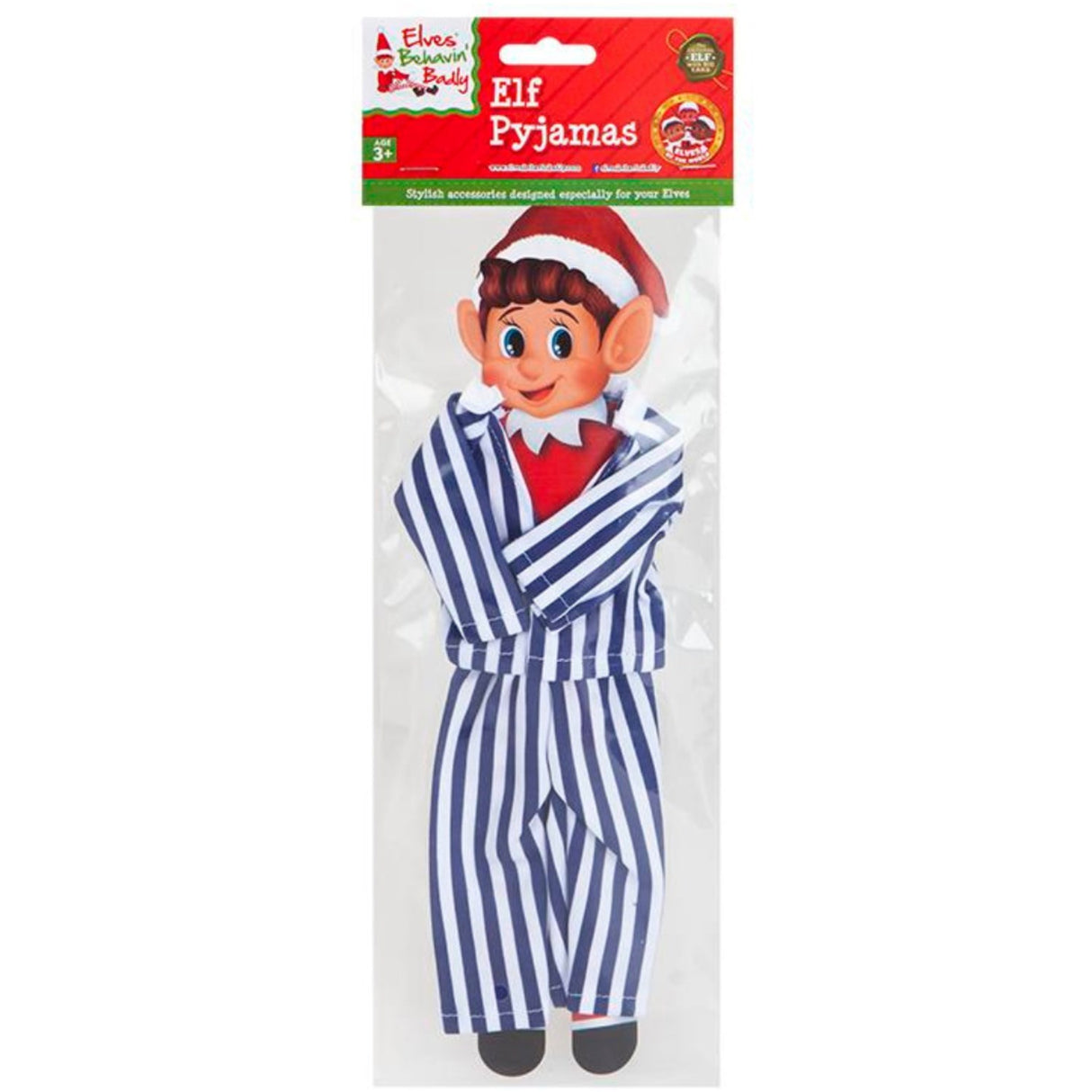 Elves Behavin' Badley Blue Elf Striped Pyjamas 2 Asst.