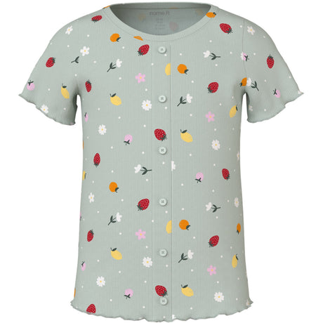 Name It Pale Aqua Fruit Flowers Nmfvemia Aop Ss Slim Top
