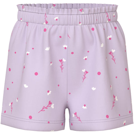 Name It Lavender Fog White Florals Nmfvilinse Shorts