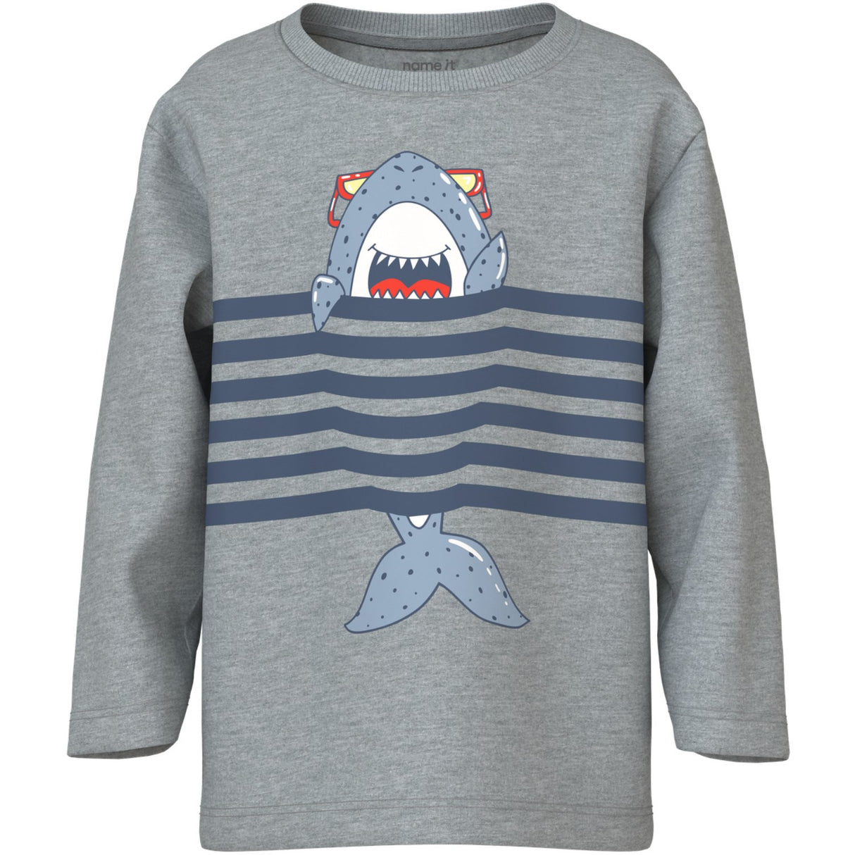 Name It Grey Melange Shark Nmmvilasse Ls Nreg Top