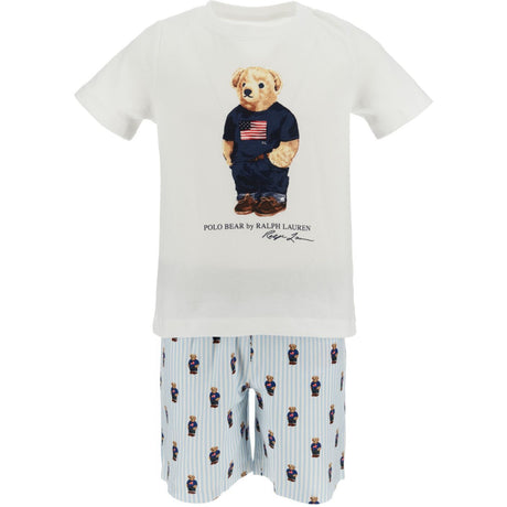 Polo Ralph Lauren White / Elite Blue Ss Bear Tee And Short Set