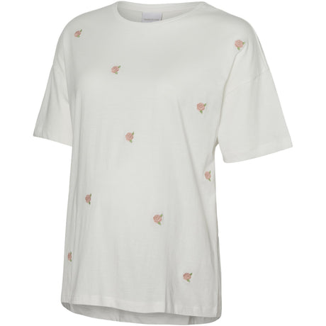 Mama;licious Snow White Small Roses Emb. Mlrosetta Ss Jrs Top