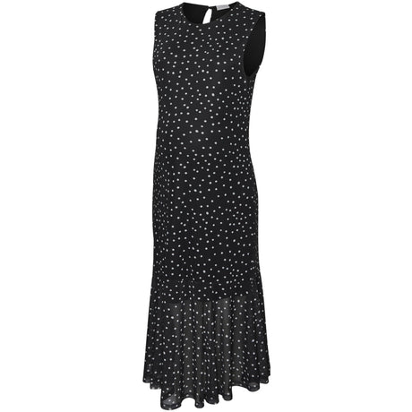 Mama;licious Black Snow White Dots Mlsara Sl Jrs Midi Dress