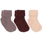 Mp Danmark Rose Dust Wool Rib Baby Socks 3-Pack