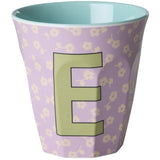 Rice Flowers Medium Melamine Cup With The Letter E