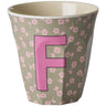 Rice Flowers Medium Melamine Cup With The Letter F