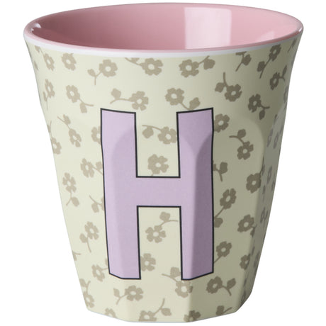 Rice Flowers Medium Melamine Cup With The Letter H