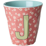Rice Flowers Medium Melamine Cup With The Letter J