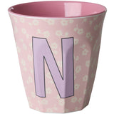 Rice Flowers Medium Melamine Cup With The Letter N
