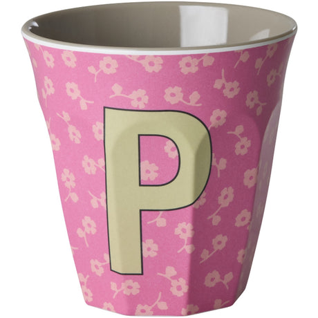 Rice Flowers Medium Melamine Cup With The Letter P
