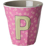 Rice Flowers Medium Melamine Cup With The Letter P