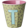 Rice Flowers Medium Melamine Cup With The Letter T