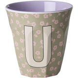 Rice Flowers Medium Melamine Cup With The Letter U
